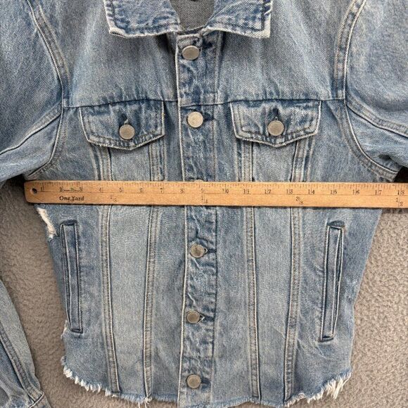 BLANK NYC Distressed Raw Hem Denim Jacket Size Small - Picture 4 of 9
